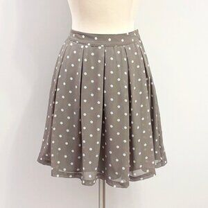 H&M warm gray sheer polka dot a-line skirt size US 8